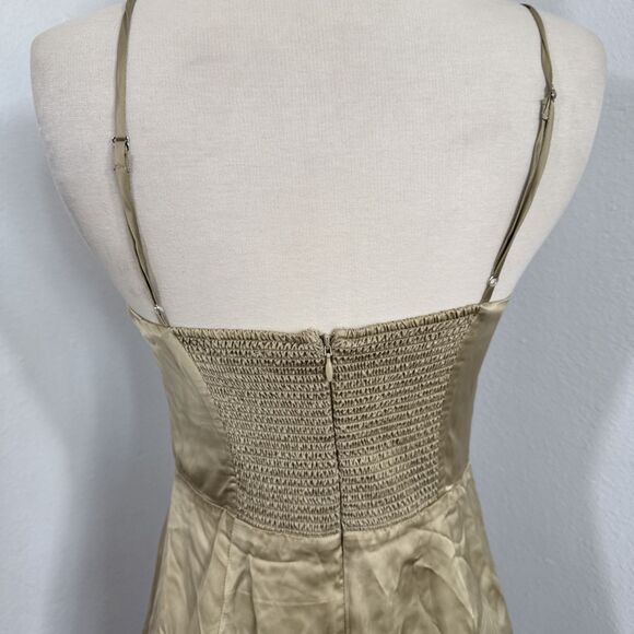 Wilfred Mini Dress Womens 2 Satin Tan Babydoll Fairy 90s Y2K - Picture 5 of 10